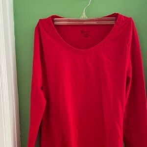 Plain red shirt.